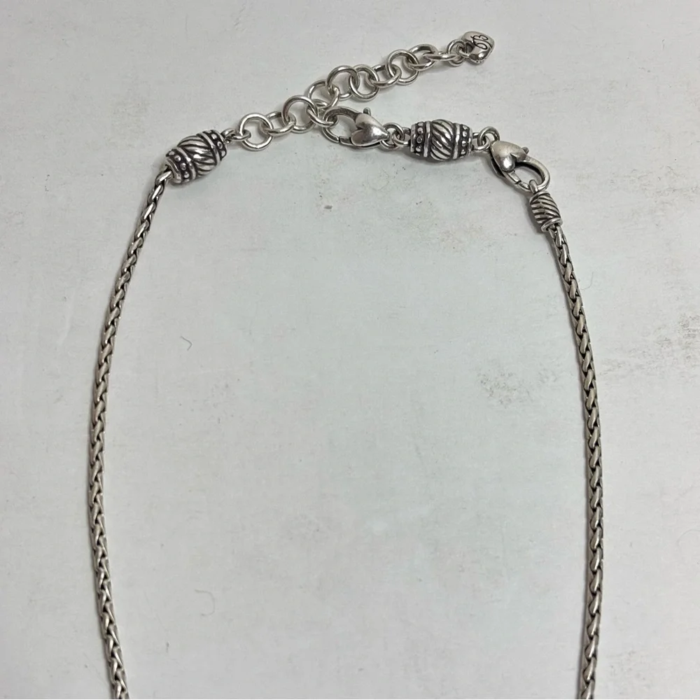 Brighton Silver Woven Chain April Birthstone Reversible Heart Pendant Necklace - Picture 7 of 8